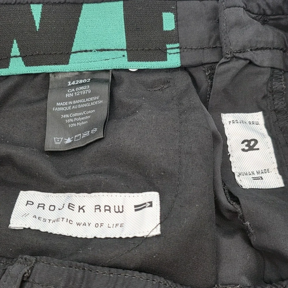 Projek Raw Cargo Shorts Men 32 Black Pockets Zippers Y2K Style Military Outdoors